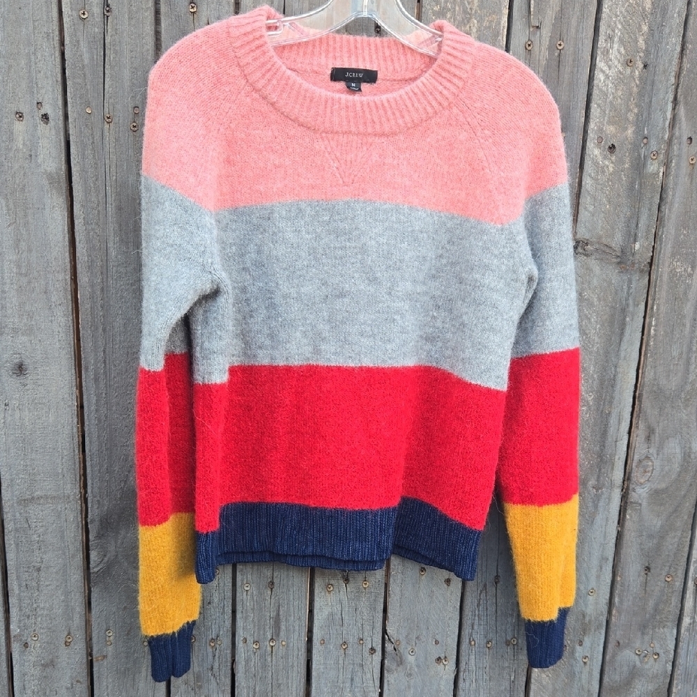 J.Crew Multicolor Block Merino Alpaca Blend Preppy Pullover Sweater Size M [#4]